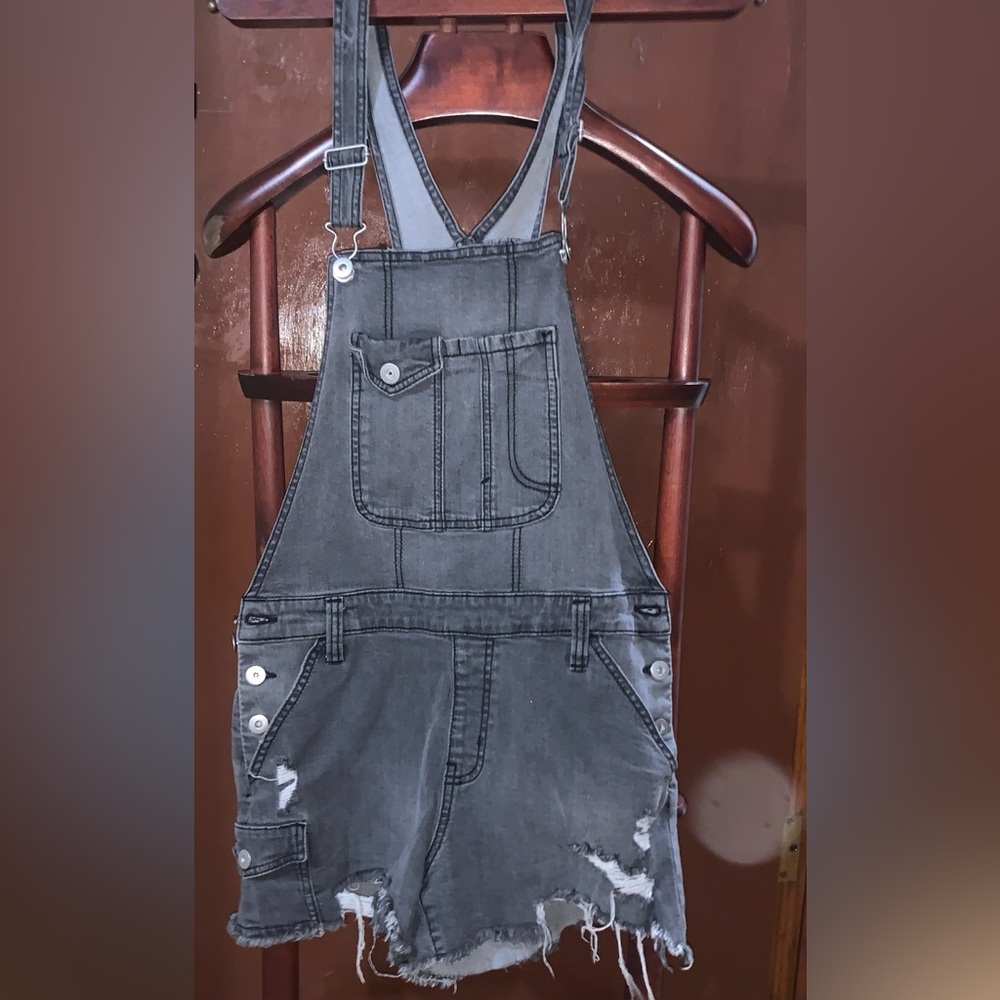 Gray Denim Overalls